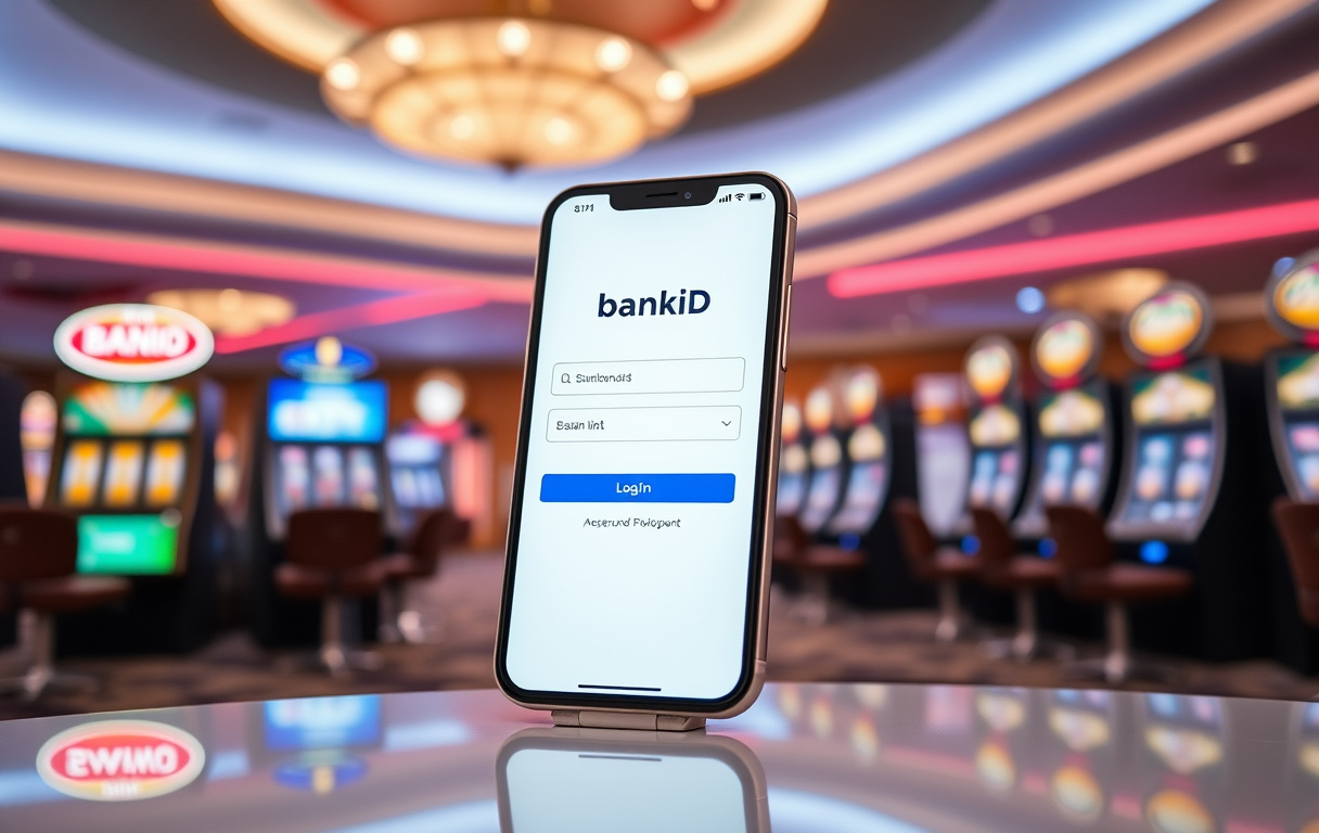 Smarttelefon med BankID-logg inn på et norsk casino uten registrering